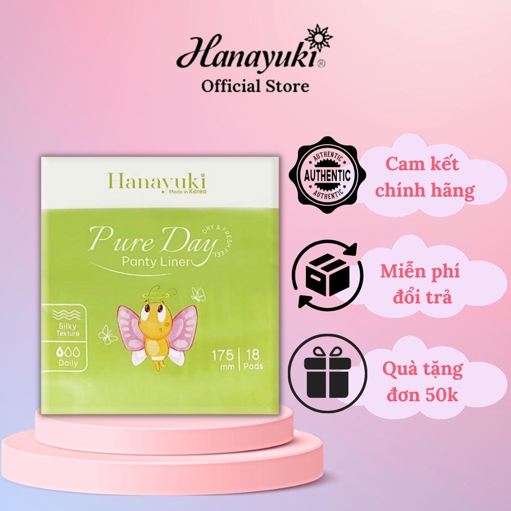 Băng Vệ Sinh Hằng Ngày Pure Day Panty Liner Siêu Mỏng Thông Thoáng Gói 18 Miếng Không Cánh Hanayuki Chính Hãng