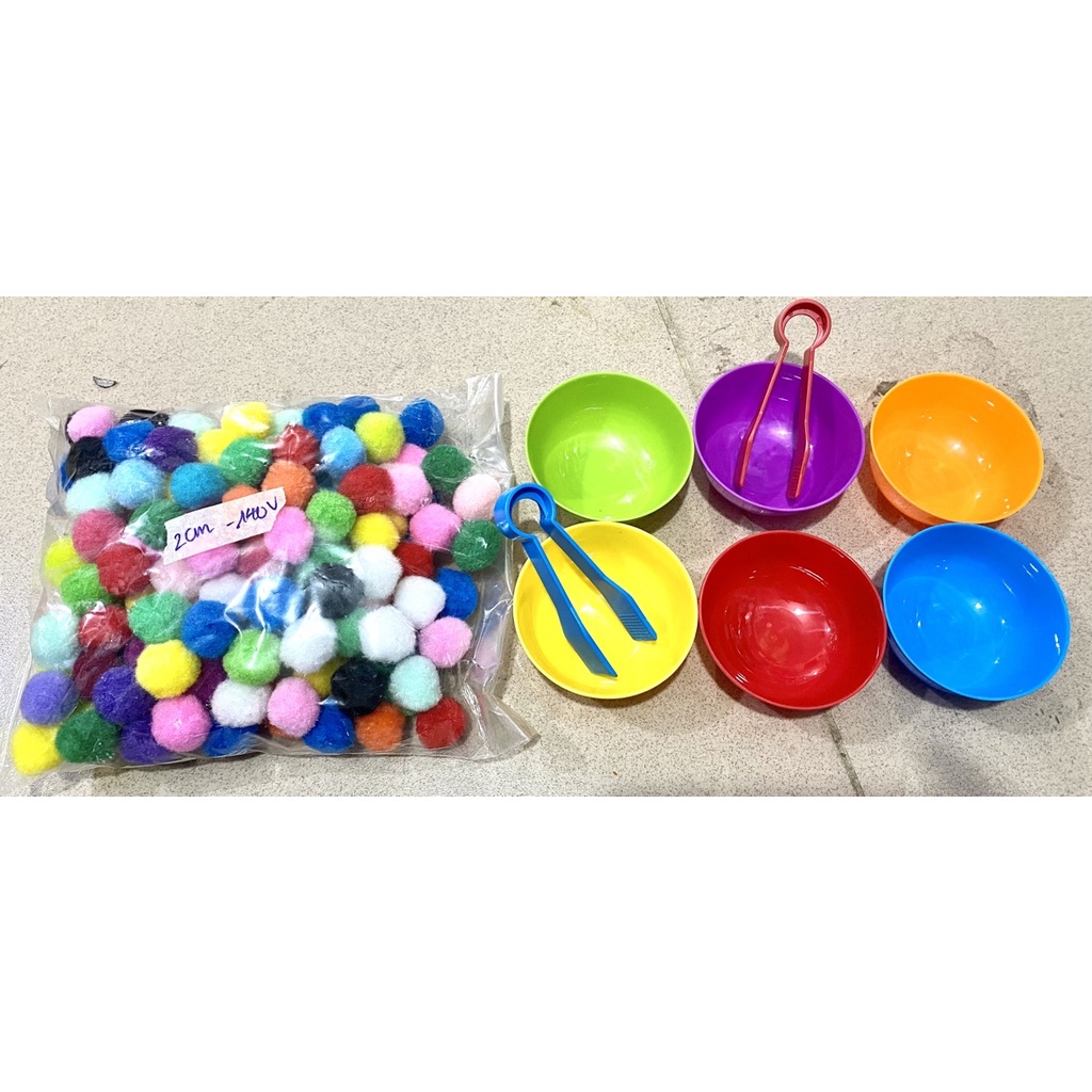 Set bát kèm kẹp gắp cho bé ⚡ CỰC BỔ ÍCH ⚡ Bộ đồ chơi phân biệt màu sắc, kĩ năng cầm, nắm cho trẻ, đồ dùng mầm non