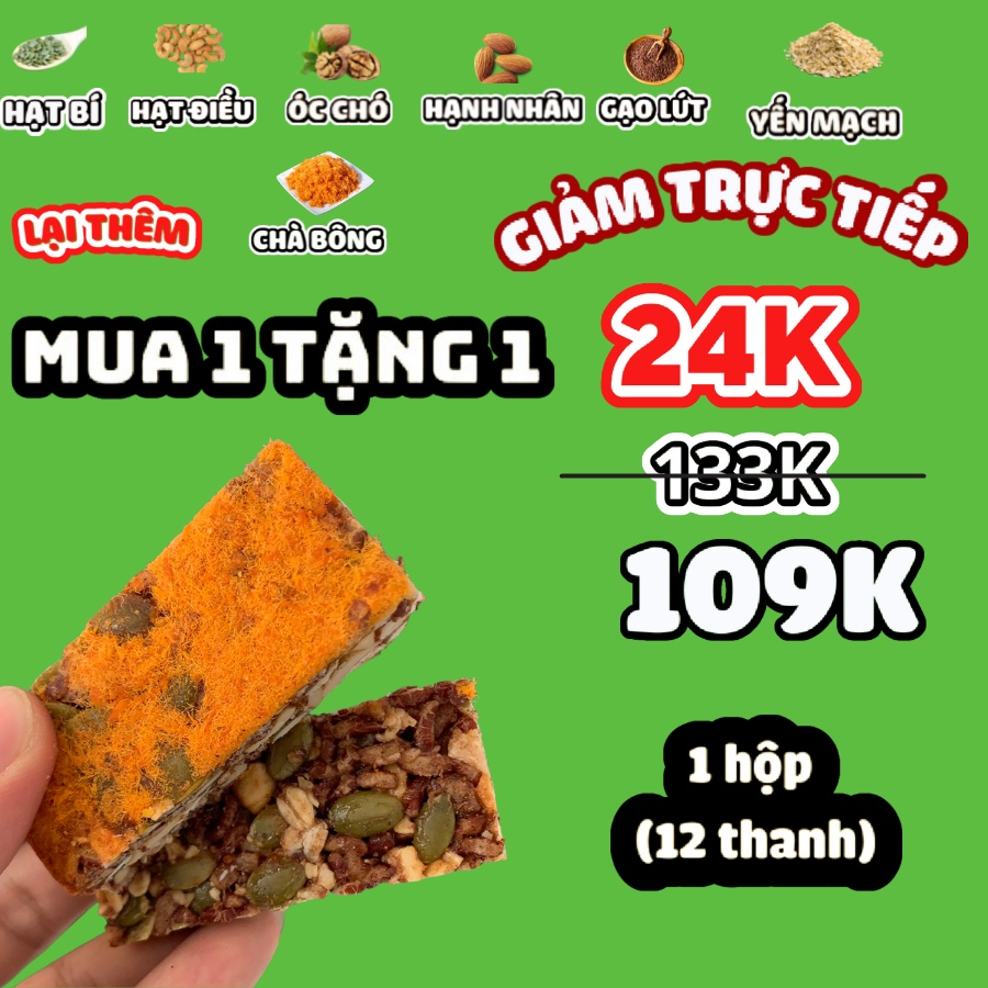 Bánh Gạo Lứt Ngũ Cốc Granola Pichi, Thanh Hạt Dinh Dưỡng Ăn Vặt Văn Phòng Ăn Kiêng Giảm Cân Không Đường Chà Bông