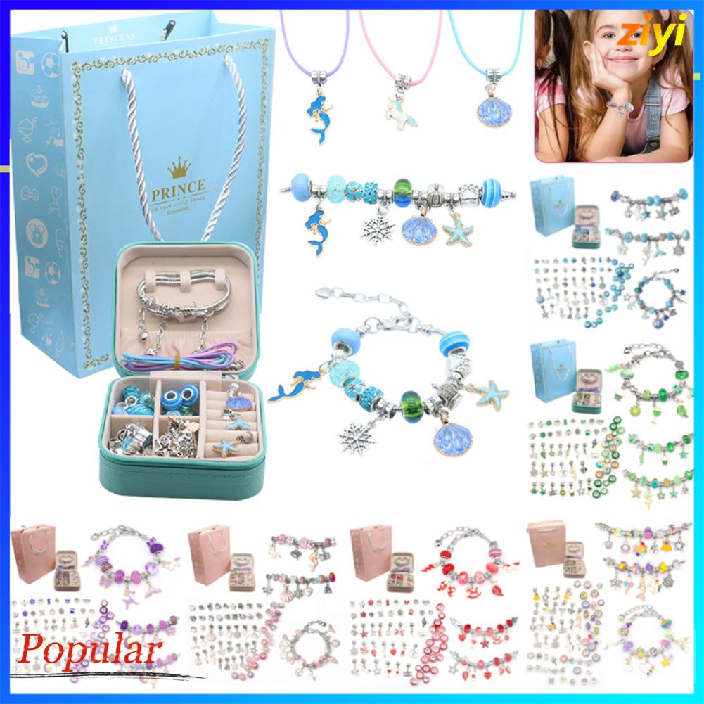 ✨PANDORA Hộp Quà Tặng Vòng Tay Chuỗi Hạt Pha Lê Handmade DIY Sáng Tạo Cho Bé Gái