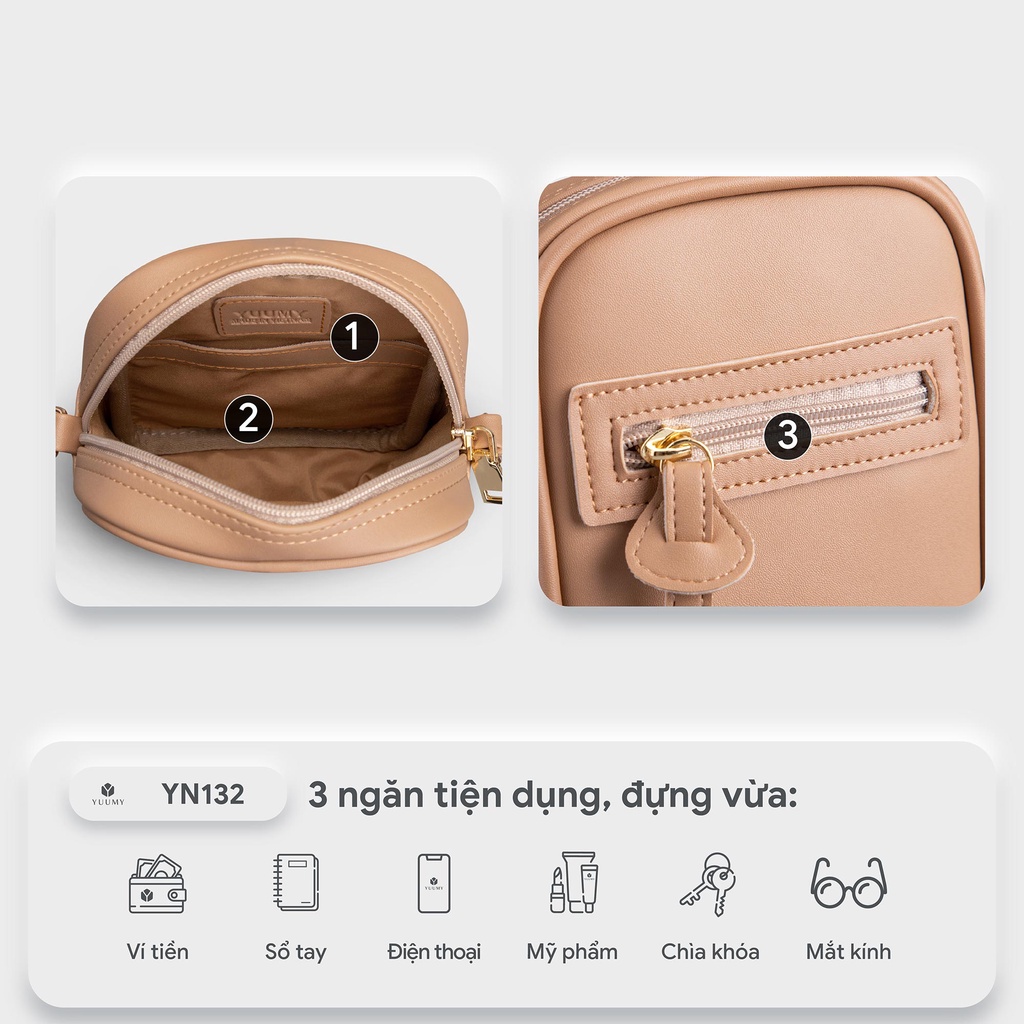 Túi đeo chéo nữ mini hoạ tiết khóa charm YUUMY Seasand YN132