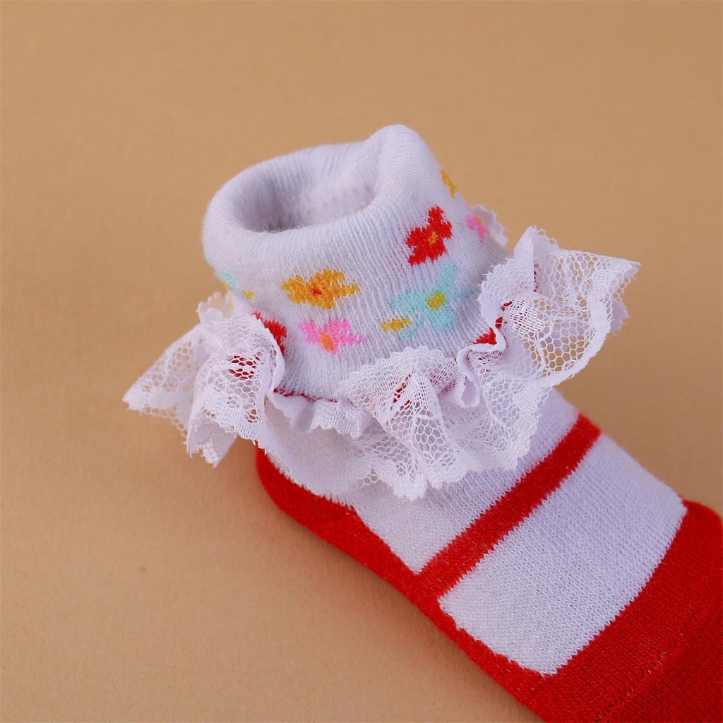 Set 6 Đôi Vớ Nhún Bèo Nhiều Màu Bằng Cotton Dành Cho Bé Gái Sơ Sinh / Bé Gái / Bé Gái Mới Biết Đi / Bé Gái