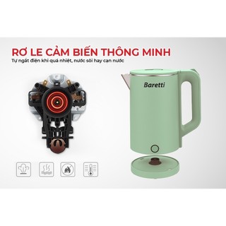 Ấm siêu tốc inox 2 LỚP 1.8L BARETTI BRD181G