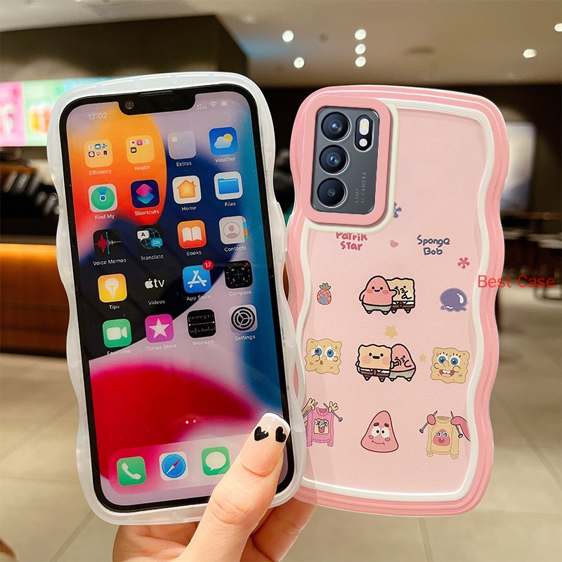 Ốp lưng OPPO Reno 6 Vỏ điện thoại hoạt hình dễ thương OPPO Reno 5 Reno 6 Reno 6z Reno 7z Reno 8z Tpu Vỏ mềm Khung sóng Vỏ điện thoại trong suốt