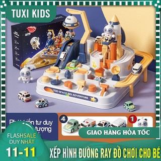 Xếp hình đường ray ô tô phiêu lưu không gian đồ chơi trẻ em bé gái bé trai từ 3-8 tuổi