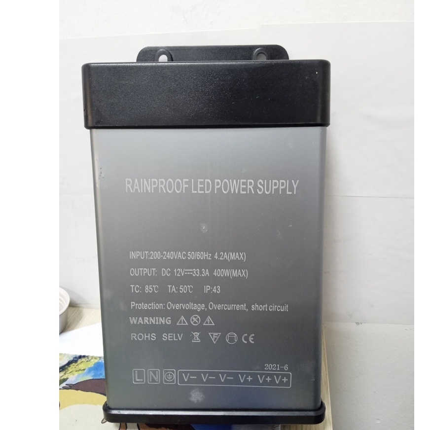 Nguồn LED 12v 33A (400w) Vỏ nhôm Chống nước để ngoài trời - Nguồn 12v 400w