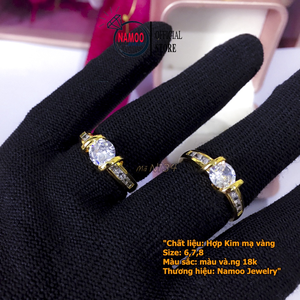 Nhẫn Titan Nữ Đính Đá N134 Bản Nhỏ Đủ Size Bền màu