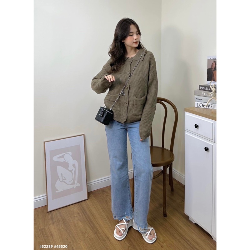 Áo cardigan - 23635 - cổ bẻ - 2 túi