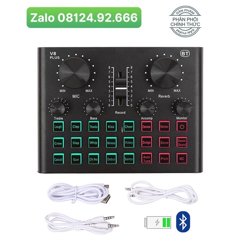 Sound card V8 PLUS bản cao cấp hát livestream,hát karaoke thu âm cực hay