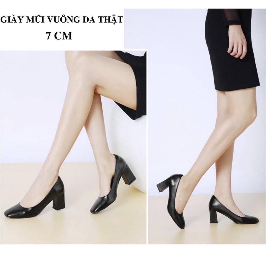 GIÀY MŨI VUÔNG- GÓT VUÔNG ĐỨNG  DA MỀM - CÔNG SỞ TIẾP VIÊN HÀNG KHÔNG NỮ HP STORE