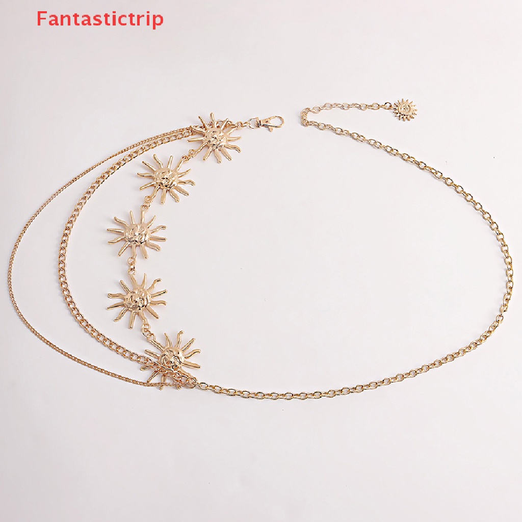 Dây Thắt Lưng Nhiều Lớp Bằng Kim Loại Hình Mặt Trăng Mặt Trời Phong Cách Punk Gothic Mới Cho Nữ