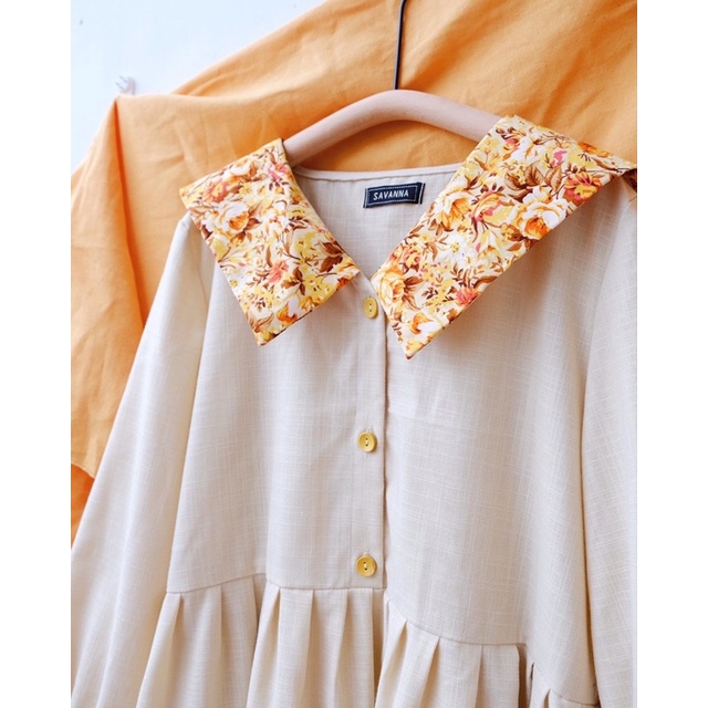 Đầm baby doll linen phối cổ thuỷ thủ by Savanna