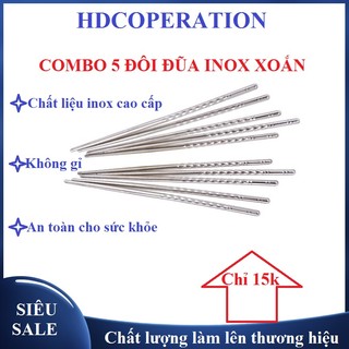 Vỉ 5 đôi đũa inox xoắn