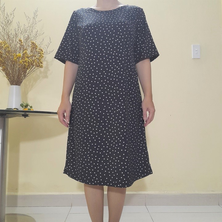 Size L, XL, 2XL  - Váy Đầm Suông Trung Niên Có Túi - Thun Aty Co Giãn Tốt