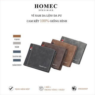 Ví nam cao cấp cầm tay HC 102 ví da lộn da bóp nam dáng đứng ngang thời trang – HOMEC