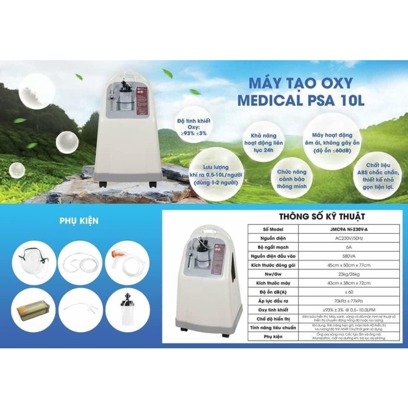 Máy tạo oxy y tế JUMAO 10 lít model JMC9A - Bảo hành 12 tháng