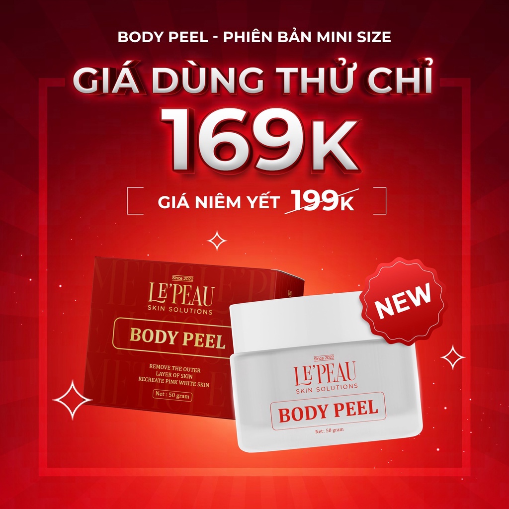 Peel nách retinol, peel body zise mini dùng thử 50gr, dưỡng trắng, mờ thâm - LE'PEAU