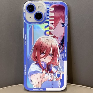The Quintessential Quintuplets Nakano Miku Ốp Điện Thoại Trong Suốt Chống Sốc Màu Laser Họa Tiết Hoạt Hình Cho iPhone 14 13 12 11 pro promax x xs xsmax xr 7 8 plus