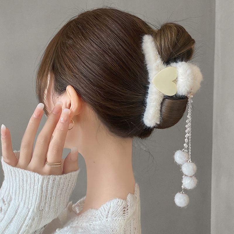 Bán Chạy#Kẹp Tóc Đính Lông Nhung Thời Trang Thu Đông Hàn Quốc