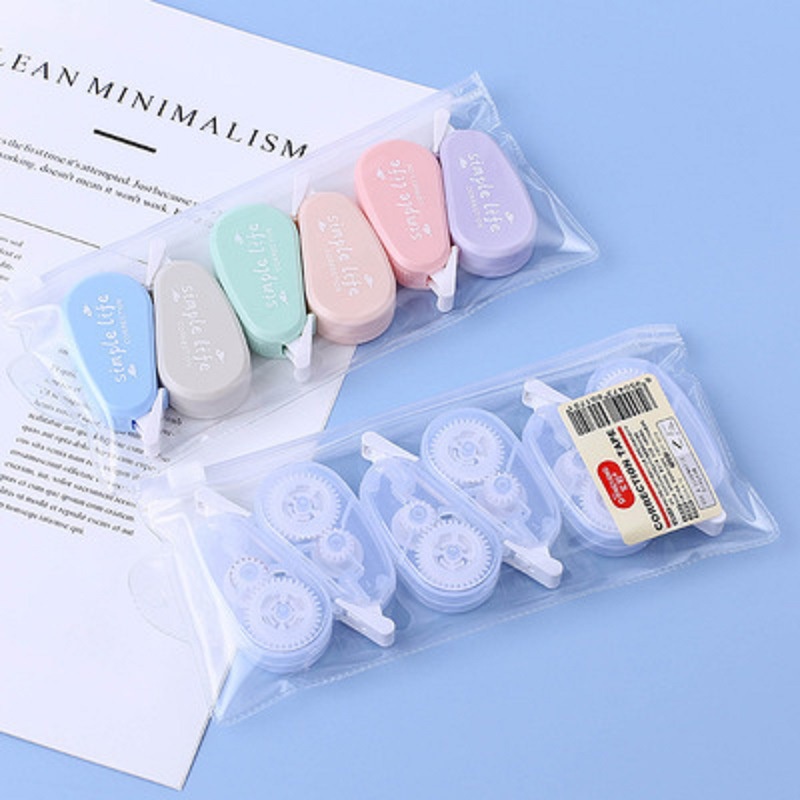 Bộ 6 Bút Xóa Kéo Dài 300m Sức Chứa Lớn Chống Rơi Phong Cách Nhật Bản Dễ Thương Cho Học Sinh