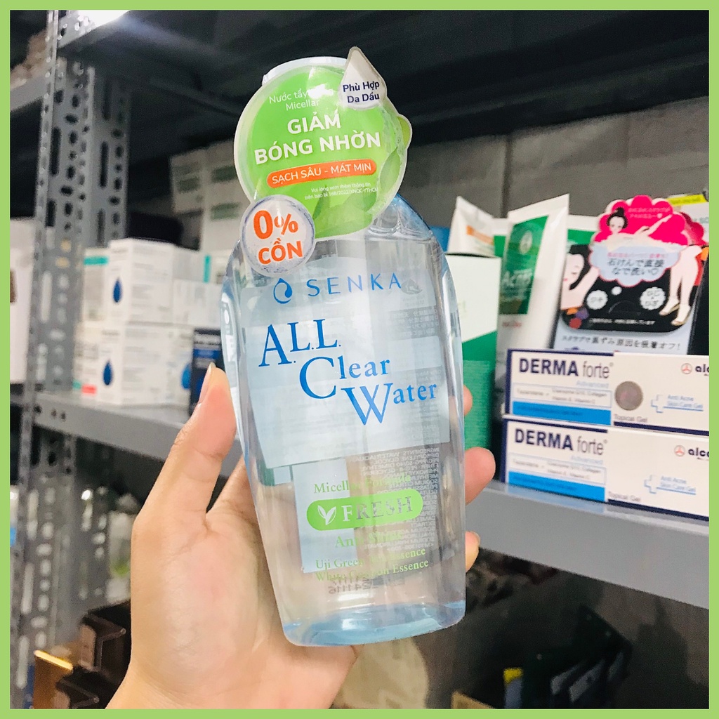 Nước tẩy trang Micellar Senka ALL Clear Water Fresh, màu xanh