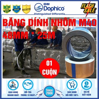 Băng dính Nhôm (40mic*48mm*25M) – Dùng quấn ống bảo ôn điều hòa trung tâm – Cách nhiệt kho lạnh