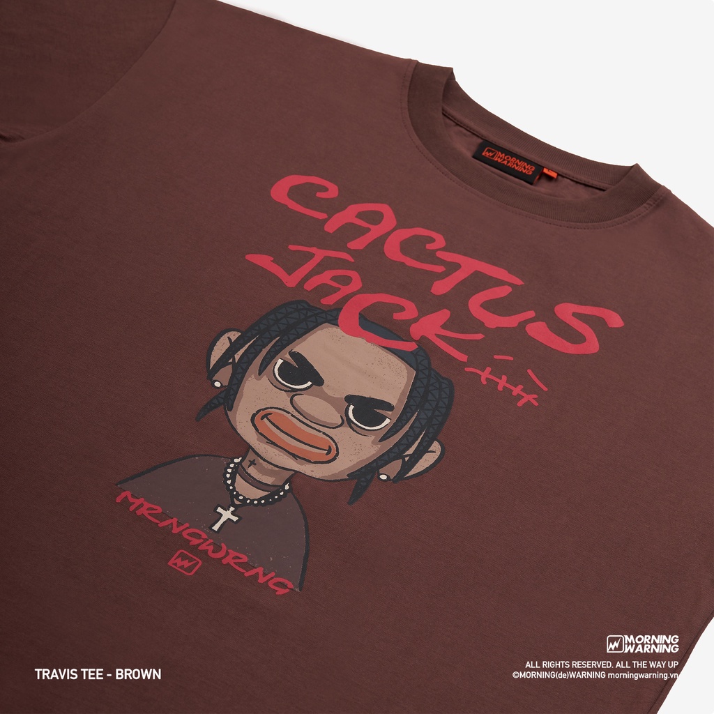 Áo thun Morning Warning Travis Tee Nâu - Áo Thun Unisex Form Rộng Tay Lỡ Oversize Cotton 100% Local Brand