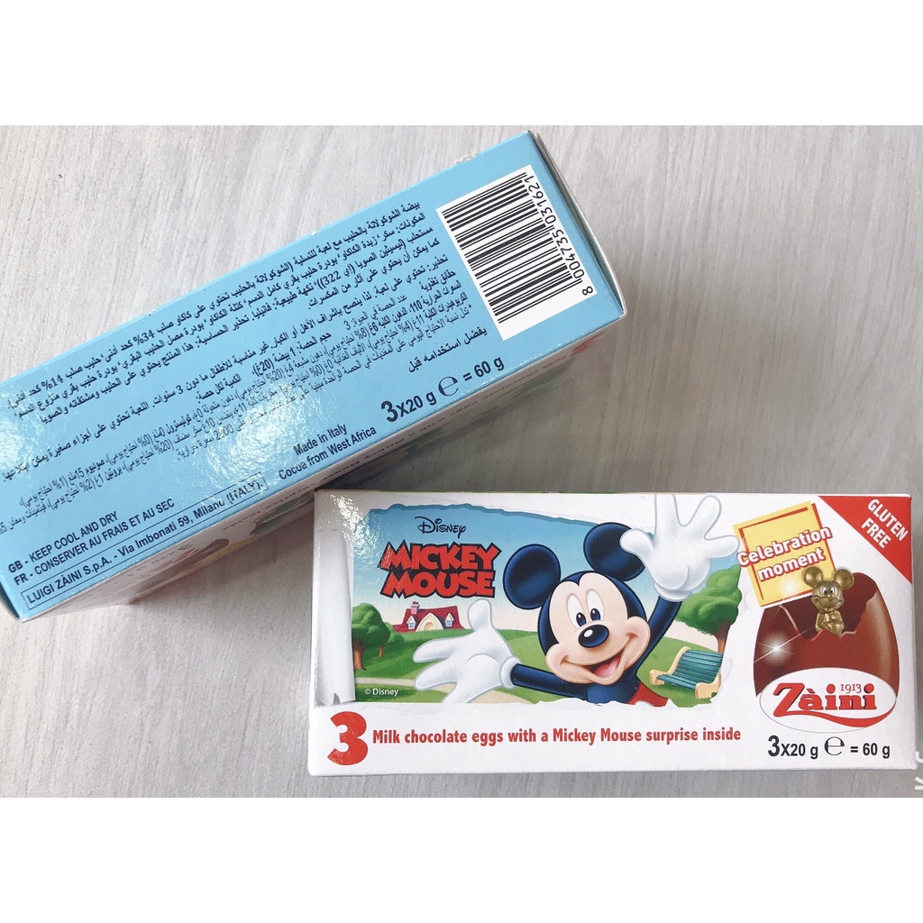 Hộp 3 trứng Socola // Mickey Mouse của hãng Disney Zaini Ý hộp 60g // Date:5/2025