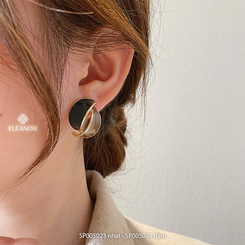 Bông tai nữ hình học ba chiều Eleanor Accessories phối hai màu phụ kiện trang sức độc lạ cá tính