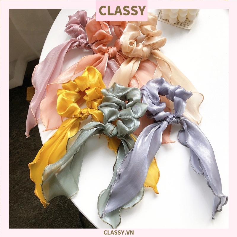 Dây cột tóc Classy scrunchies vải voan 16.5cm màu pastel nhẹ nhàng dành cho nữ PK1209