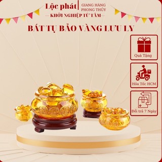 Bát tụ bảo bồn kèm đôn gỗ phong thủy Lộc phát chiêu tài