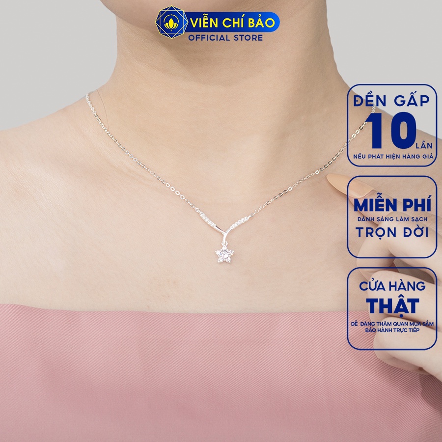 Dây chuyền bạc nữ ngôi sao đính đá chất liệu bạc 925 thời trang phụ kiện trang sức Viễn Chí Bảo D400806