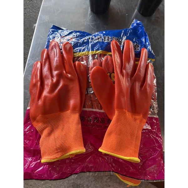 Set 12 đôi - găng tay pvc cam 2 mặt  dày đẹp