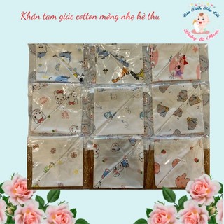 Khăn yếm tam giác cho bé, khăn cotton quàng cổ giữ ấm cổ, yếm sữa cho bé có cúc bấm