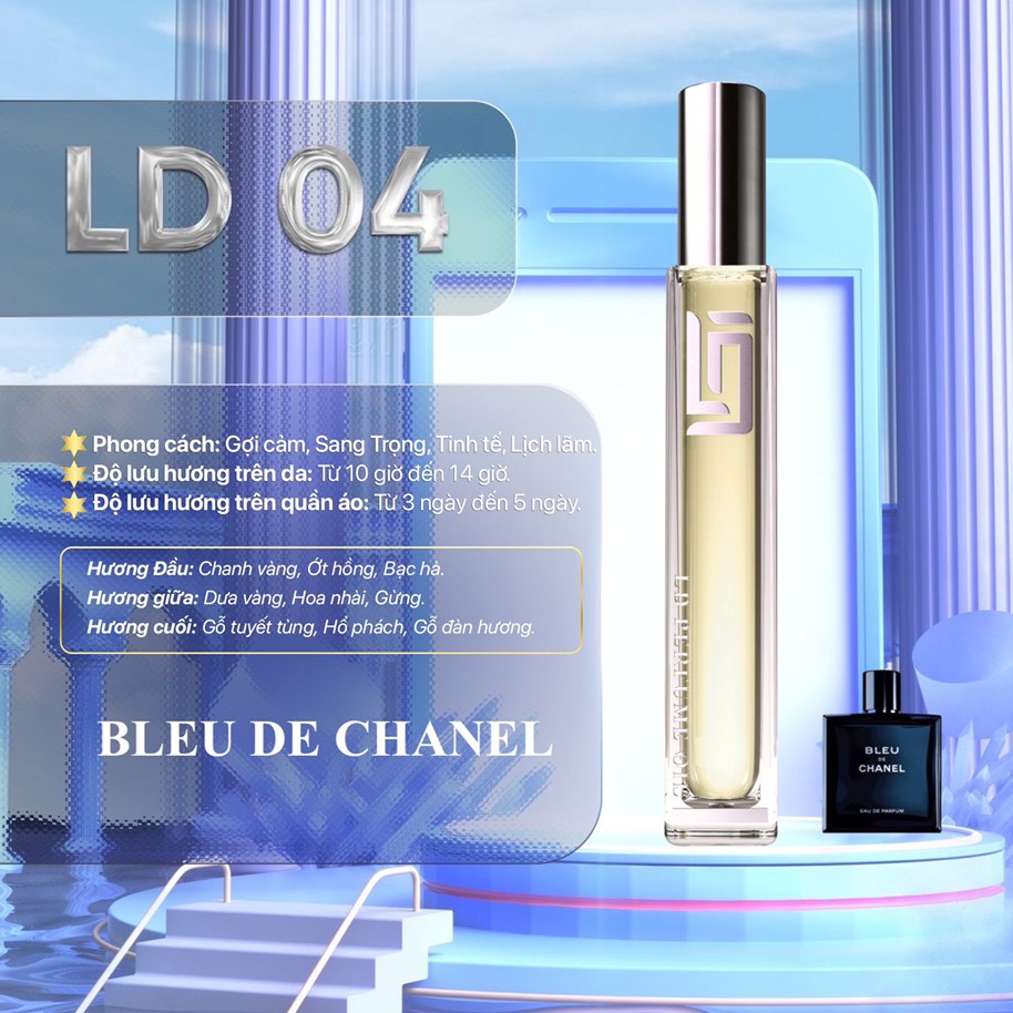 LD04 Tinh dầu Nước hoa nam B.LU.E DE C.HA.NEL Thơm lâu- LD Perfume Oil 12ml Sang Trọng, Tinh tế, Lịch lãm