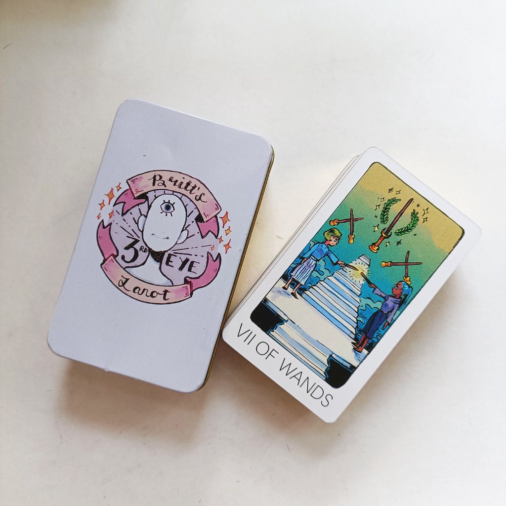 Bộ Bài BRITT'S THIRD EYE TAROT Hộp Thiếc Mạ Cạnh Vàng