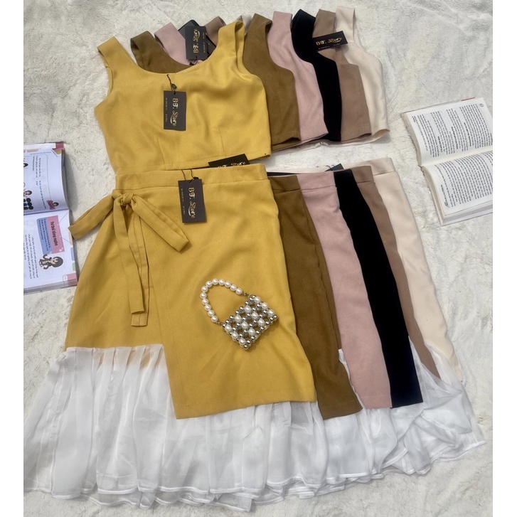 Set váy nữ áo croptop phong cách tiểu thư sang chảnh  BT Store