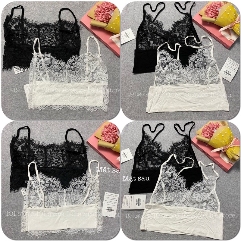 Stretch Lace And Cotton Bralette Lingeriel - Áo Bra Ren Trong Suốt Không Đệm Không Gọng PEACE HOUSE