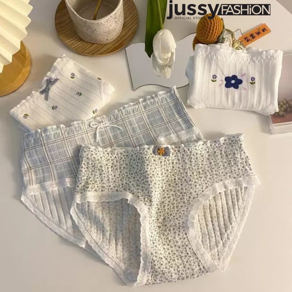 Quần Lót Nữ Họa Tiết Hoa Nhí Jussy Official Chất Vải Cotton Mềm Mịn Thoáng Mát