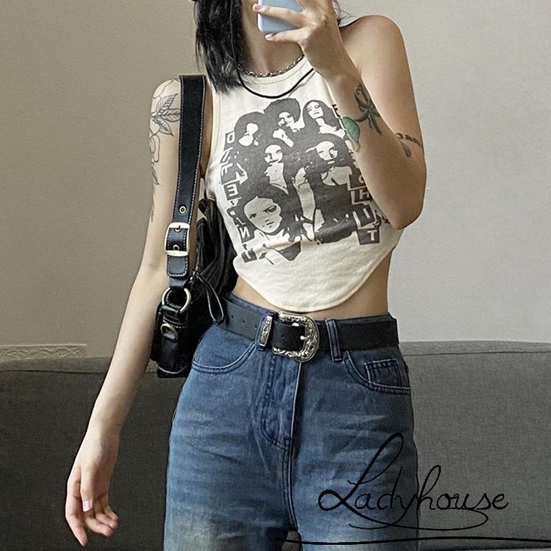Áo Croptop Không Tay Cổ Thuyền In Chữ Thời Trang Mùa Hè Màu Mơ / Mơ / S / M / L