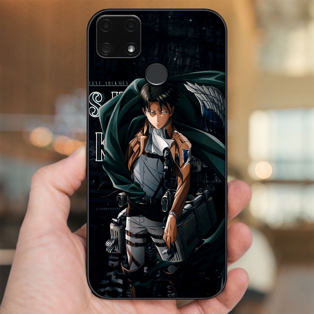 Ốp lưng Realme C25 viền đen in hình Levi Ackerman Attack On Titan
