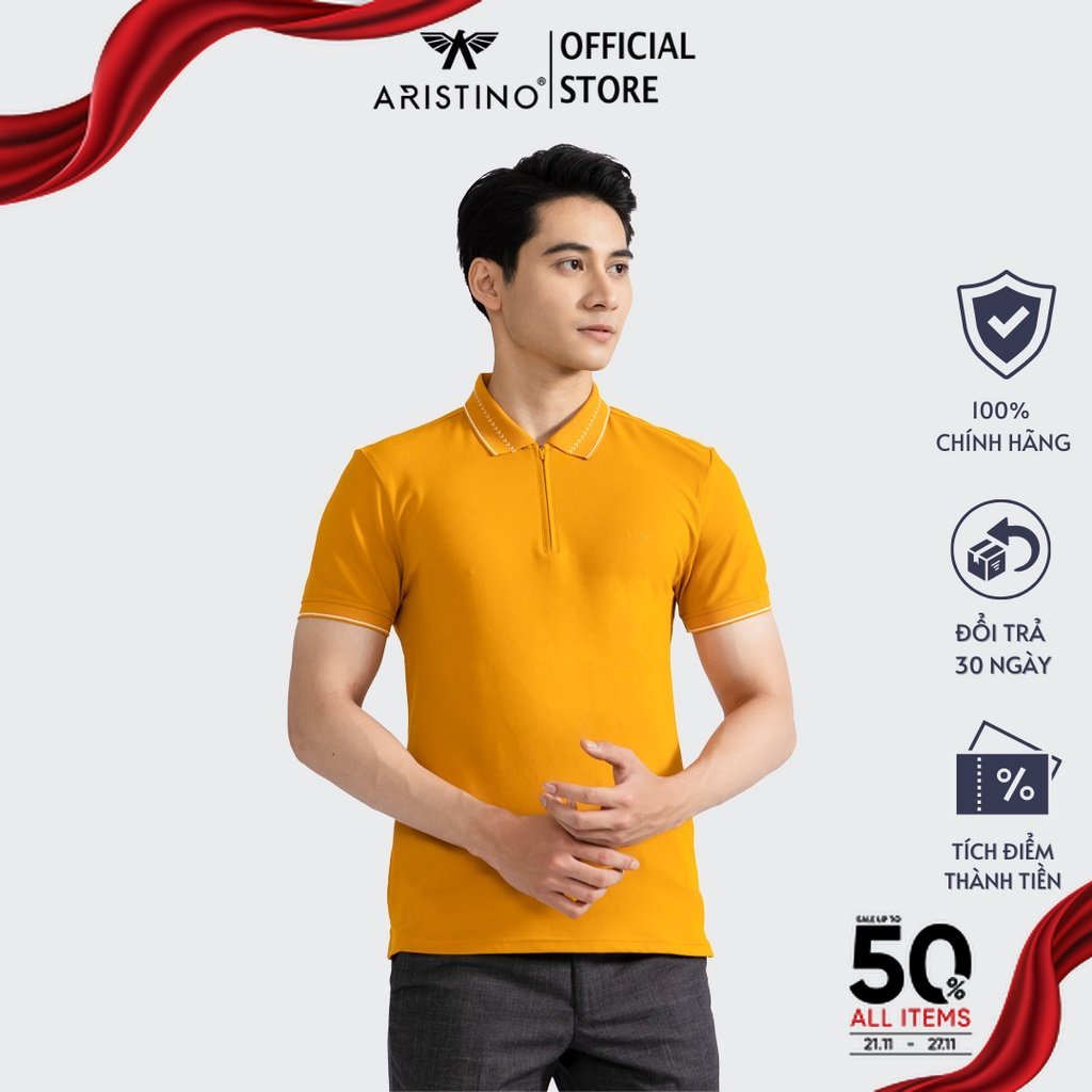 Áo polo nam ARISTINO dáng slim fit ôm gọn, chất mềm mại, thoáng khí - APS179S2