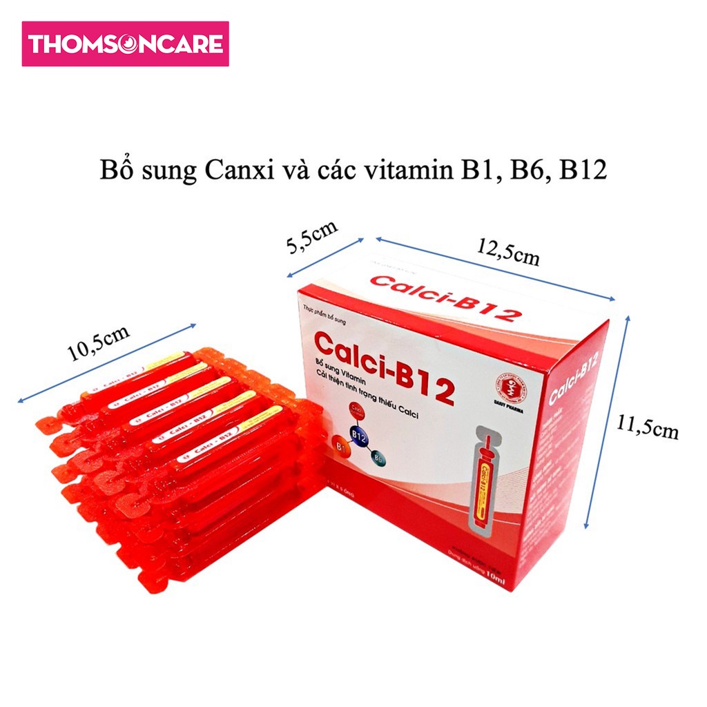 Calci B12 Đại Uy Bổ sung vitamin, cải thiện tình trạng thiếu hụt canxi - Hộp 20 Ống