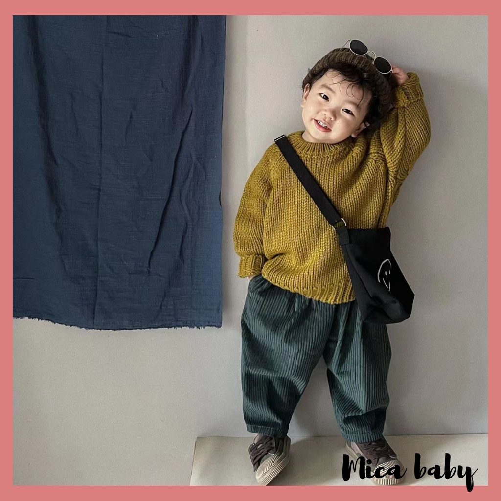 Áo len cho bé kiểu dáng cổ tròn basic phong cách Hàn Quốc đáng yêu QA59 Mica baby
