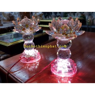Cặp đèn thờ đá pha lê cao cấp cao 16cm