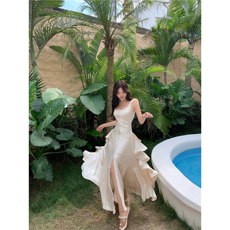 Đầm lụa dạ hội hở lưng xẻ tà sâu quyến rũ size S/M/L chỉ có tại LUXIEU GARDEN🌸