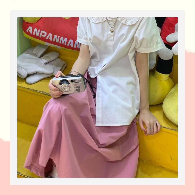 Chân váy dài đẹp bigsize dễ thương phong cách hàn quốc,chân váy dài qua gối cho người thấp trẻ trung màu hồng 09