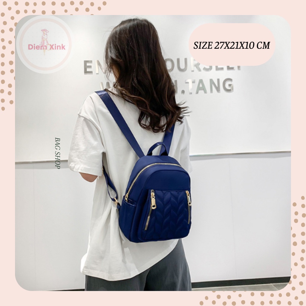 Balo Nữ Đẹp Balo Mini Size 27 cm Vải Canvas Chống Thấm Nhẹ Phong Cách Thời Trang Hàn Quốc Nhiều NGăn Đi Học Dễ T 64