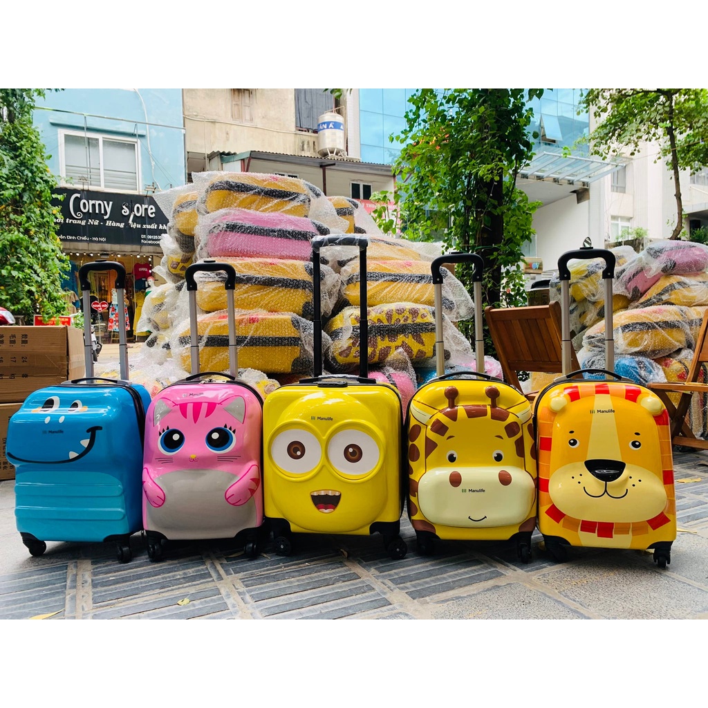 Vali cho bé size 20 SALE hìh Minion cảm xúc hai mặt in Vali kéo cho trẻ em trai gái cao cấp sẵn hàng nhập khẩu đc loại 1