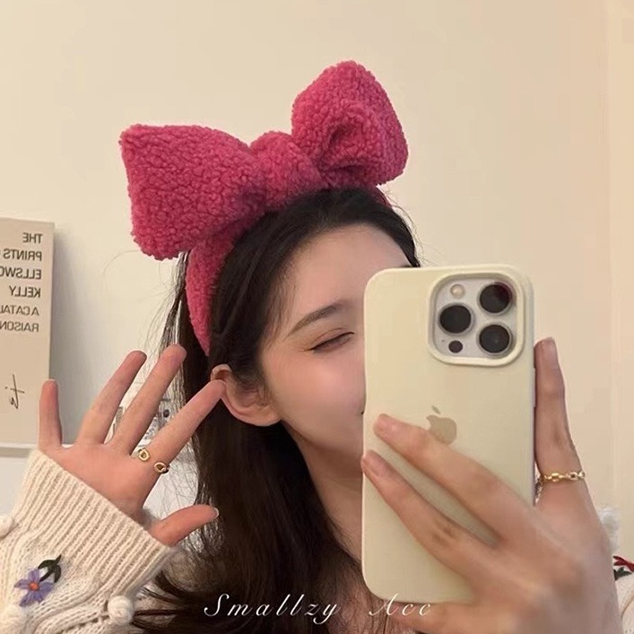 Băng đô cài tóc nơ màu hồng bờm tóc nơ cute MINIGIRL B2
